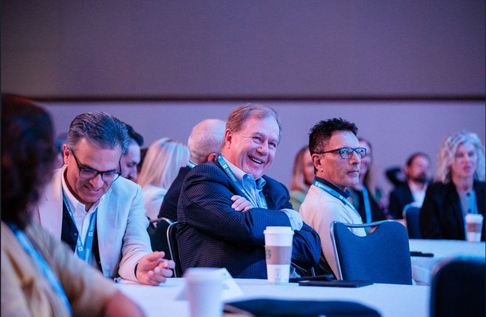 OpenText's tweet photo. Trusted data. Confident action. Real impact. 🚀 

Our own Ayman Antoun and Shannon Bell kicked off #OpenTextWorld today with a vision for building the Agentic Enterprise on a foundation of trust. https://t.co/U8uGU4HhJc
