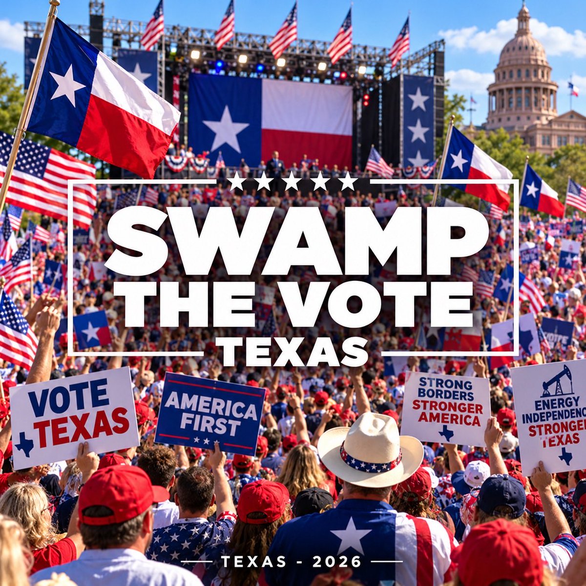 GuntherEagleman's tweet photo. Texas, this is not the year to sit it out. Go vote straight red, top to bottom, on November 3rd.

Ken Paxton for Senate. 
Greg Abbott for Governor. 
Dan Patrick for Lt. Governor. 
Mayes Middleton for Attorney General. Don Huffines for Comptroller. 
Dawn Buckingham for Land Commissioner. 
Nate Sheets for Agriculture. 
Bo French for Railroad Commissioner.

Every Democrat on that ballot wants to turn Texas into California. 

Don't let them. Keep Texas red!