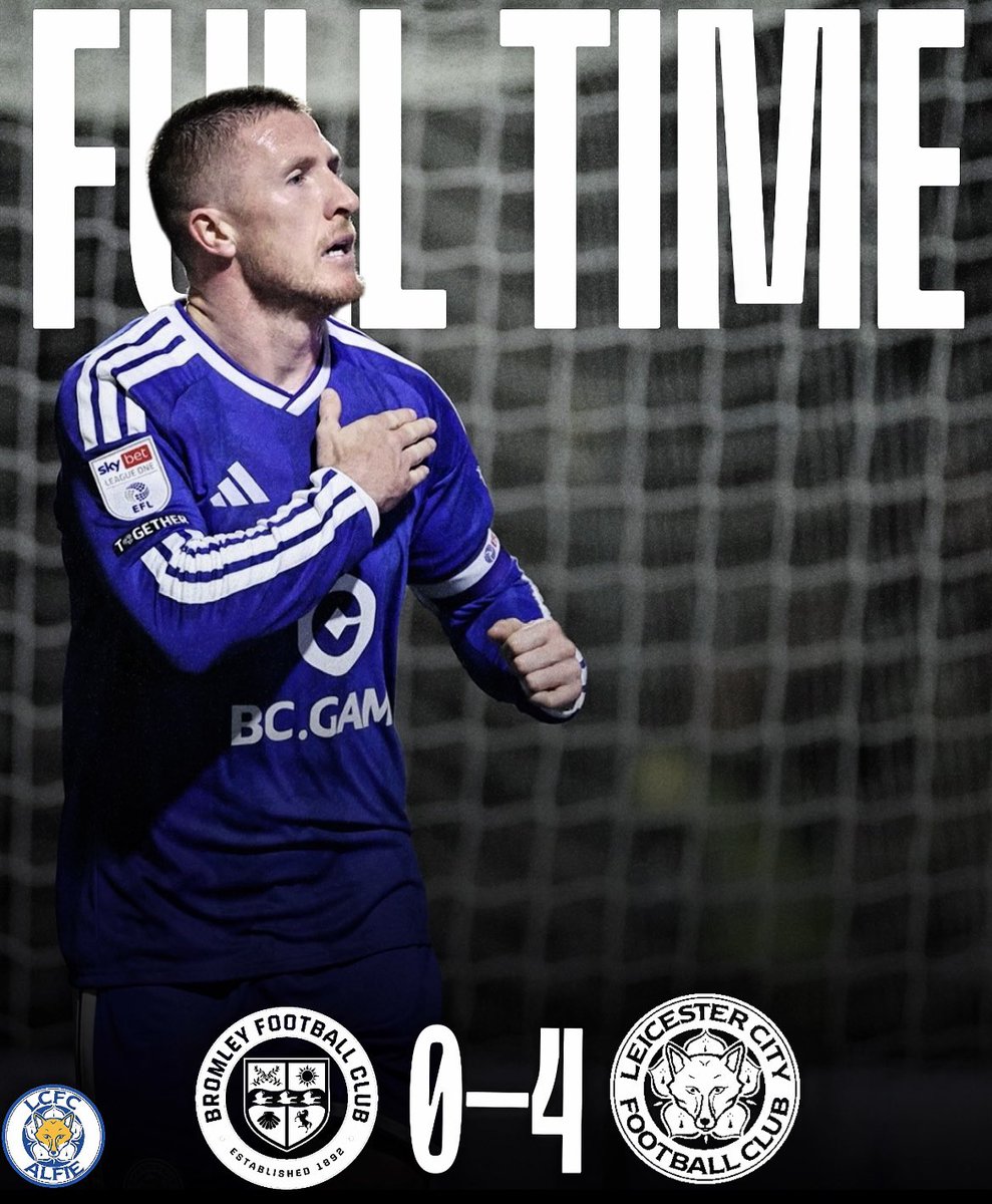 LCFC_AlfieTv's tweet photo. Full Time: Bromley 0-4 Leicester City 

#lcfc #bromleyfc #fulltime https://t.co/Nt67CMOuC9