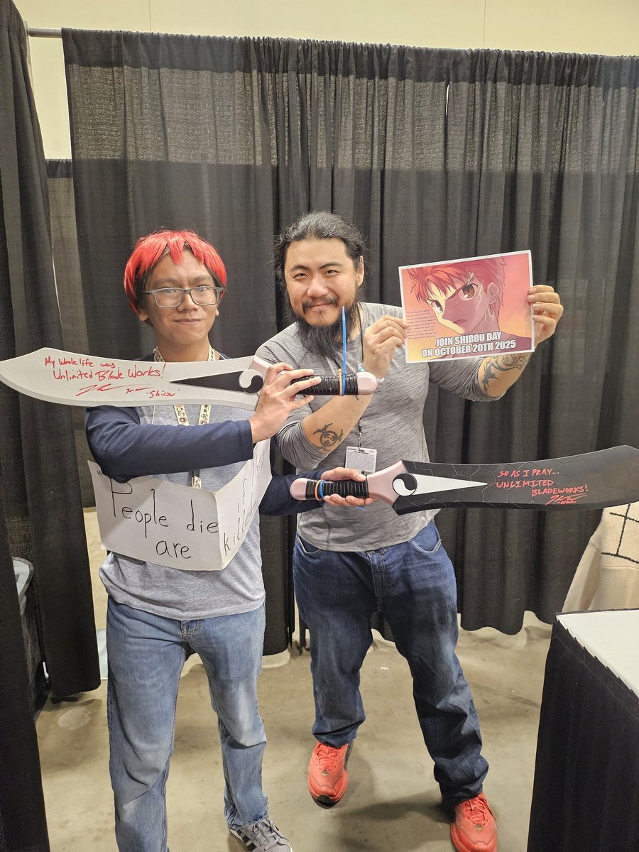 KeithDinoBoyVA's tweet photo. Welcome back to Shirou Day, Kaiji Tang, voice of Archer from Fate/Stay Night Unlimited Blade Works

(Man my wig was scuffed when I took this pic) https://t.co/N6JGNJaUtJ
