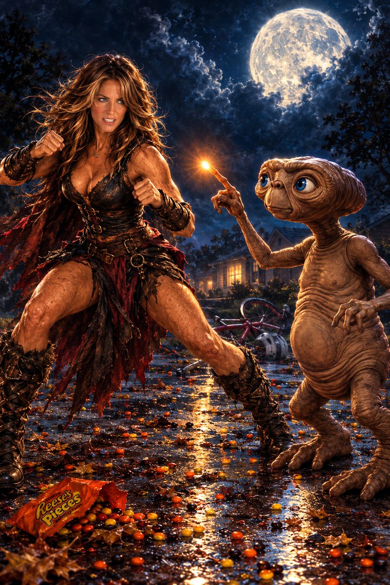 Blue____78's tweet photo. In honor of spooky season...

Me vs. the trauma that made me check in my closet for wrinkled brown aliens until I was 14.
E.T. was legit nightmare fuel. https://t.co/30eJRqfXFU