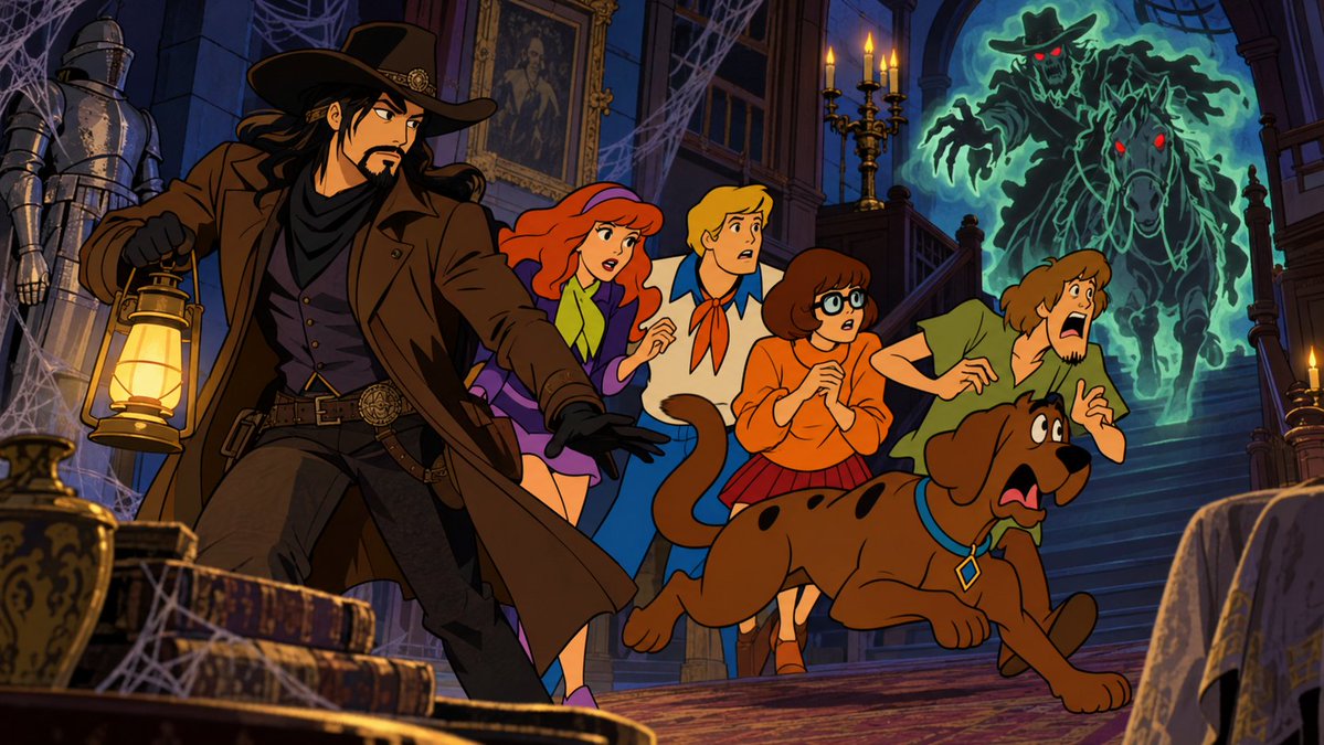 NeonTharja's tweet photo. Zoinks! You are the guest star in Scooby-Doo!

@MYVagabondTX @transientech0 @RaynTarant @RossoVermil 

Prompt 👇below! https://t.co/4BJBRIzmWI