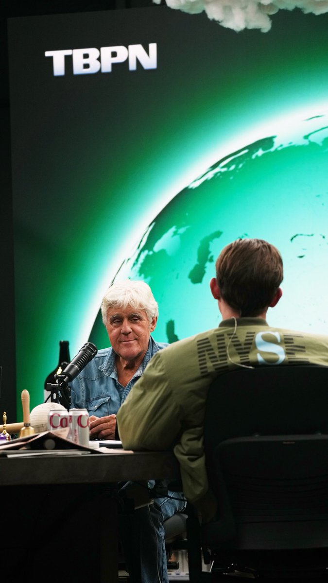 NYSE's tweet photo. Technology’s Tonight Show. 

@johncoogan dressed for success as @jayleno joins @tbpn. https://t.co/gsIuHquTH9