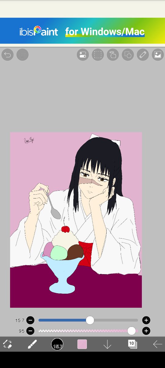 Baka_Rey's tweet photo. My headcanon about Utahime is that after Satoru died, she started eating his favorite ice cream, even though it's too sweet for her taste, just to ease her longing for someone who annoys her so much.
She and Shoko probably do this once a month. 
#utahime https://t.co/9kob4pNRlQ