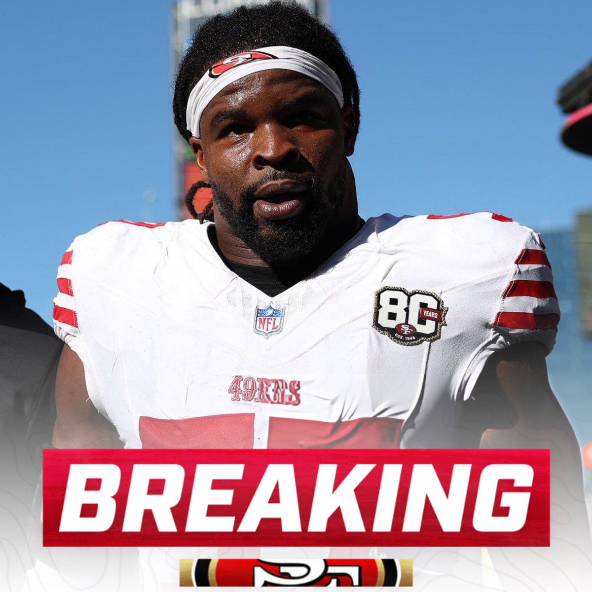 OurSf49ers's tweet photo. The NFL has officially lifted Dre Greenlaw's suspension, per @LombardiHimself 

Greenlaw will return to action Sunday against Atlanta https://t.co/3zLfLNE39b