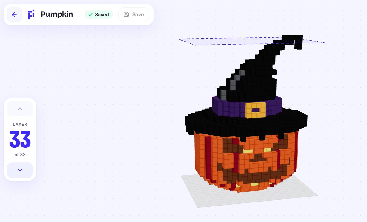 ploxelapp's tweet photo. Halloween build, ready to stack 🎃

A jack-o'-lantern in a witch hat, designed in Ploxel: 33 layers, step-by-step instructions, and the bricks shipped to your door.

Make your own spooky build → https://t.co/JZKWTrIuKA https://t.co/sBX951RxvH