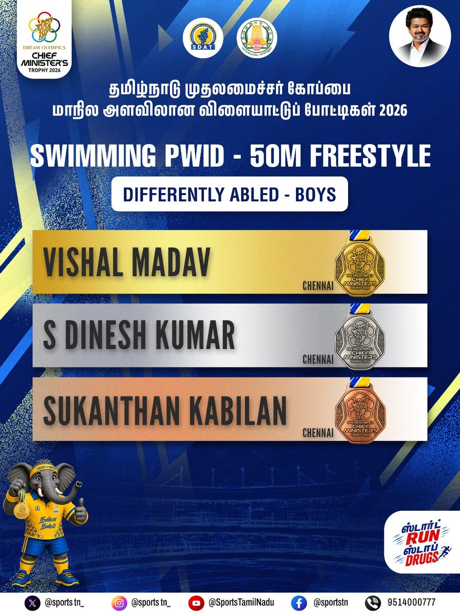 SportsTN_'s tweet photo. The results are in. Tamil Nadu’s champions are taking their place on the podium. 🏆

#SDAT #sportstn #TNSportsDevelopment #CMtrophy2026 #tnathelete https://t.co/UrCMvVctQC