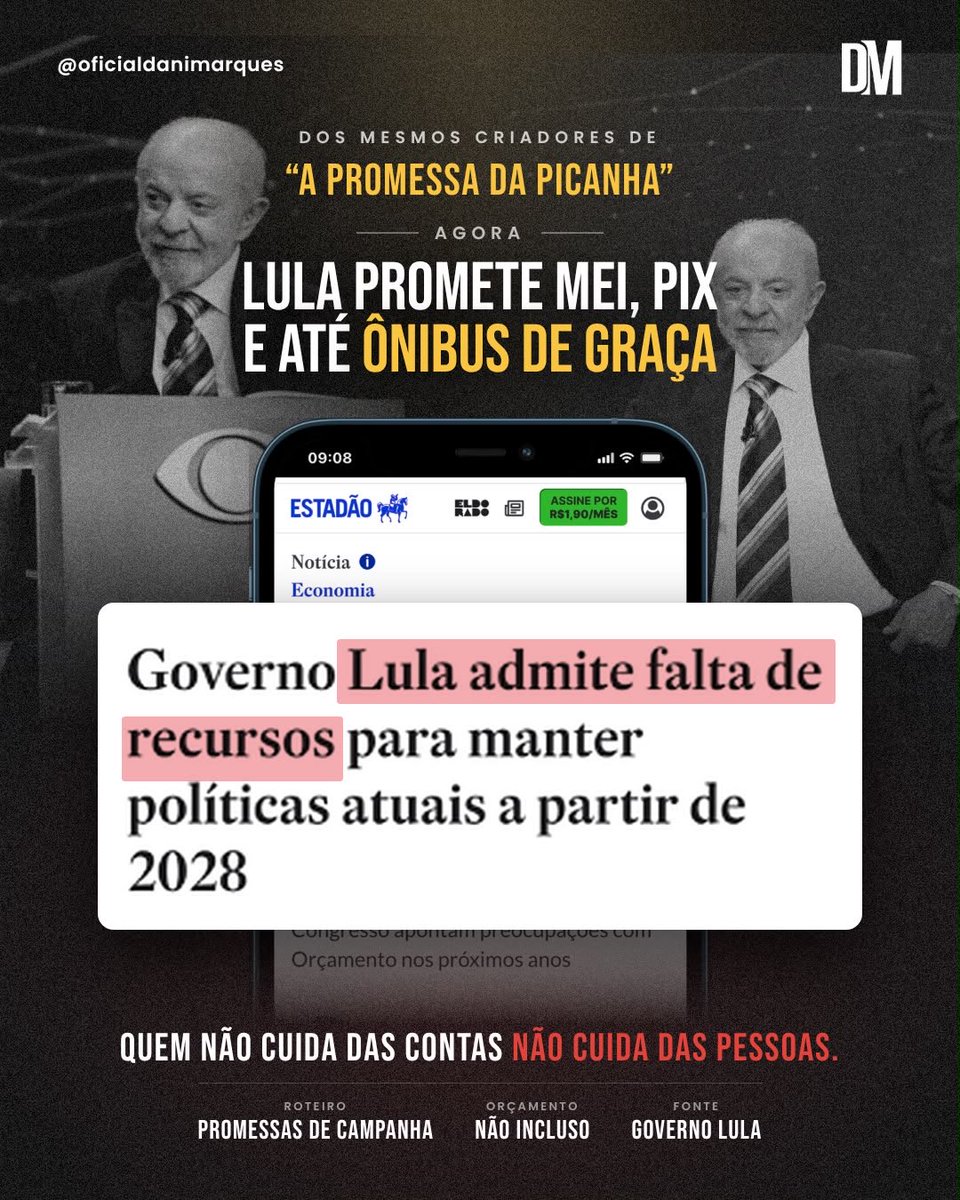 soudanimarques's tweet photo. Prometer é fácil. Difícil é fazer as contas fecharem. Quando falta responsabilidade na gestão do dinheiro público, quem paga a conta é o brasileiro! 🇧🇷 @flaviobolsonaro https://t.co/WKZt0vySNK