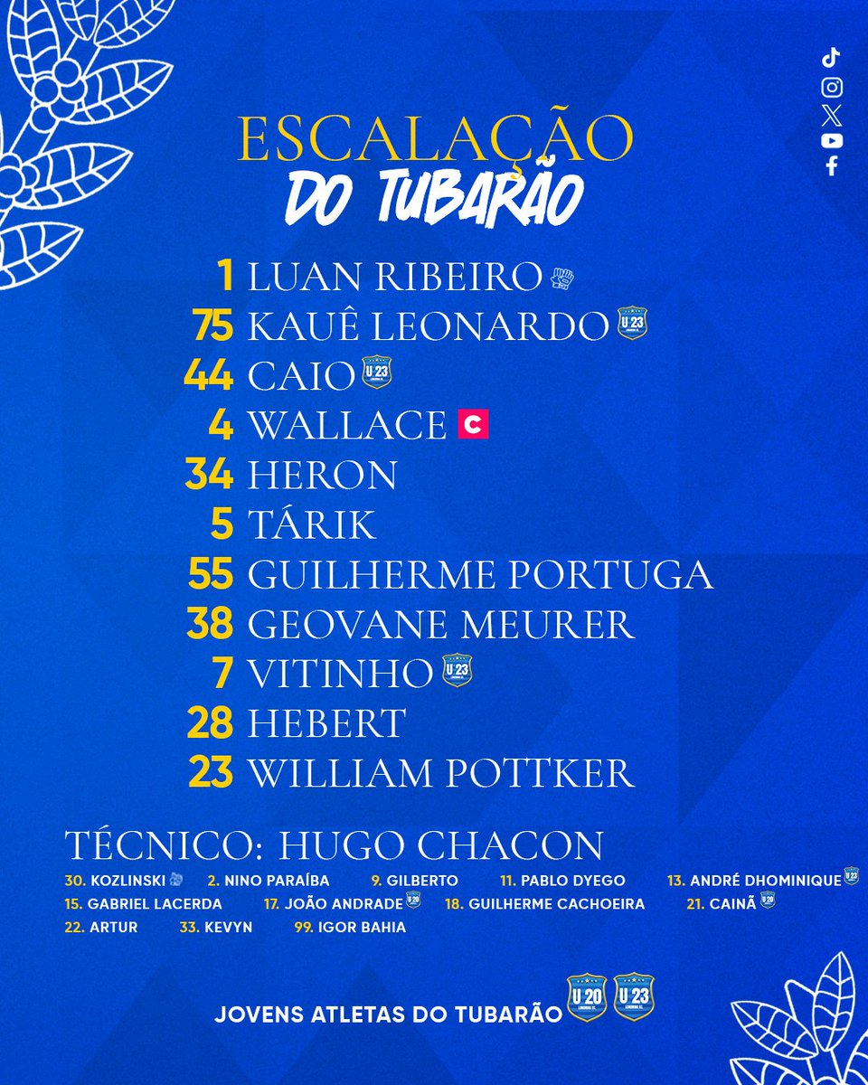 LondrinaEC's tweet photo. ⚽️ TUBARÃO ESCALADO! O Londrina EC está pronto para enfrentar o @CuiabaEC , em partida da 34ª rodada dao @BrasileiraoB , no Estádio Vitorino Gonçalves Dias! Vamos pra cima! 🩵

#VamosPraCimaTubarão #LondrinaEC #LEC #LECxCUI #BrasileiraoB https://t.co/Rfh3EfRV7m