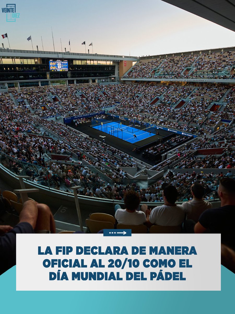 VeinteDiez's tweet photo. ¡EL 20/10 ES OFICIALMENTE EL DÍA MUNDIAL DEL PÁDEL! 🎾🌎

Así lo anunció la FIP, donde también lanzó un mensaje optimista de cara a la incursión del deporte en los Juegos Olímpicos de Brisbane 2032.

La idea de declarar dicha fecha, propuesta por Iván Sandler tres años atrás en @VeinteDiez, tenía como objetivo concentrar esfuerzos en un día simbólico "para llegar a quienes les gusta este juego pero, sobre todo, a quienes todavía no lo conocen".

Si sos uno de esos, bienvenidos a la fiesta. Tenés mucha suerte: recién acabamos de empezar. Vale para hace tres años y para hoy también ❤️