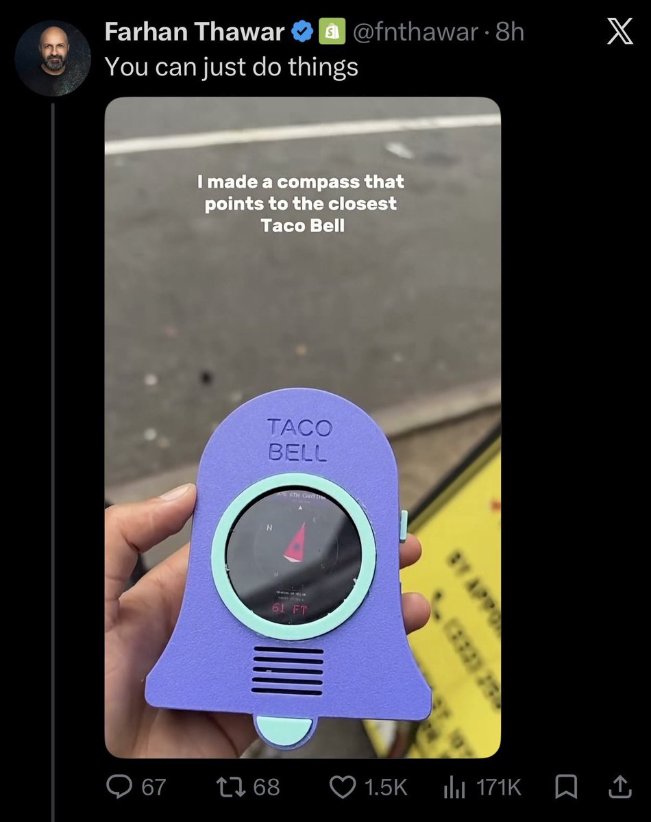 trunarla's tweet photo. I thought x showed the original video creator but I guess not 🥲 this is my video!! I made the Taco Bell compass 🫡 https://t.co/sTZqoyIItW
