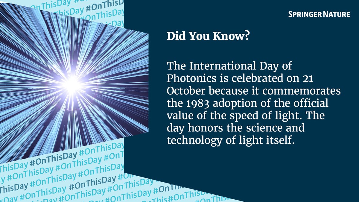 SpringerNature's tweet photo. #OnThisDay, we celebrate the International Day of Photonics. From fiber-optic internet to medical imaging and lasers, light-based technologies help power our modern world. Here's to the science of light and the discoveries it makes possible. ✨🔬 https://t.co/IKiTadFw8U