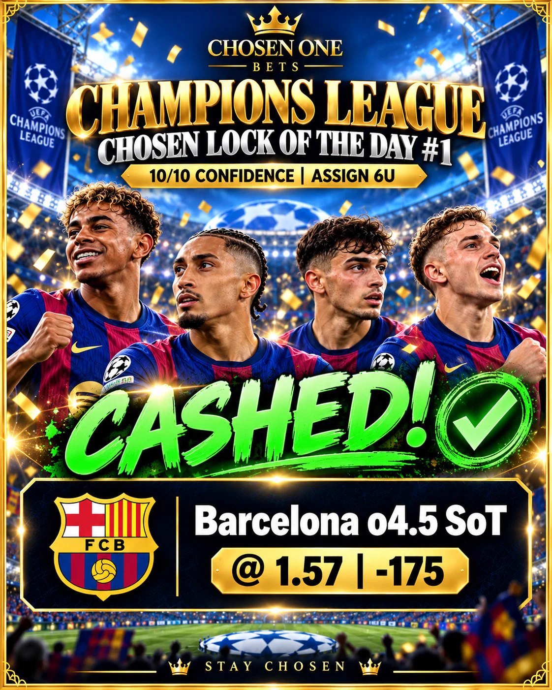 Chosen One Bets on X: "💥 BANGGGGGG x3 💥 Barcelona o4.5 SoT @ 1.57 ...