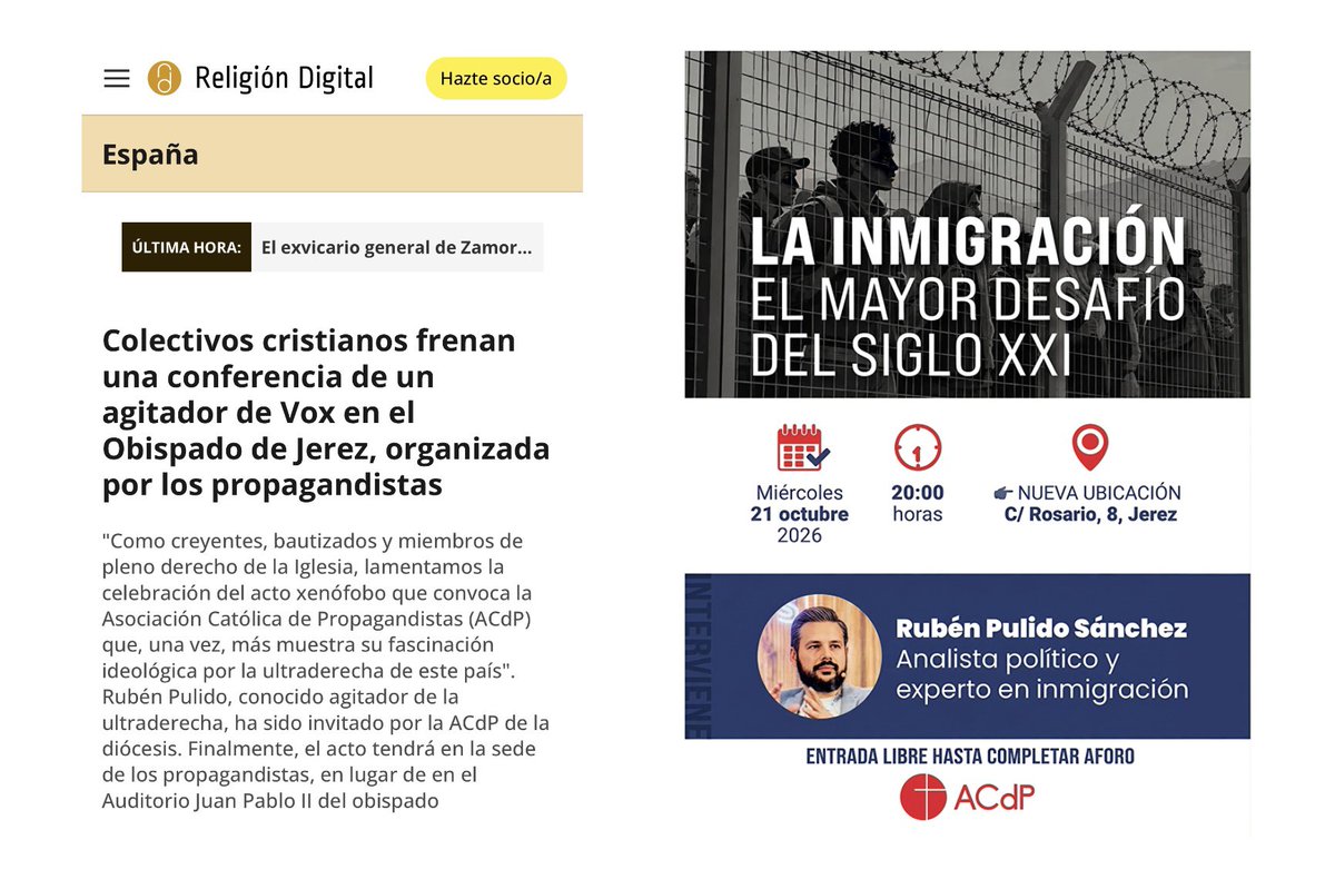 rubnpulido's tweet photo. 🔴 #COMUNICADO | Han intentado cancelar mi ponencia programada para mañana en Jerez de la Frontera (https://t.co/yt5WExYFUm). Finalmente se celebrará en la calle Rosario, 8, actual sede de la ACdP.

📢 De nuevo me encuentro ante una campaña rodeada de difamaciones y calumnias. Todos los que han participado tendrán que demostrar ante un juez cada una de las afirmaciones que han realizado.