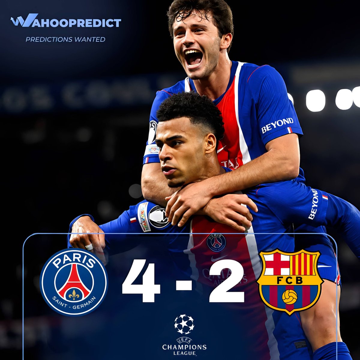 Wahoopredict's tweet photo. PSG are moving!!! At this point, they’re unstoppable!

Our regards to Lamine Yamal and Barcelona. Maybe more training is needed. 

PSG fans, where y’all at? https://t.co/eFmK2V48Xr