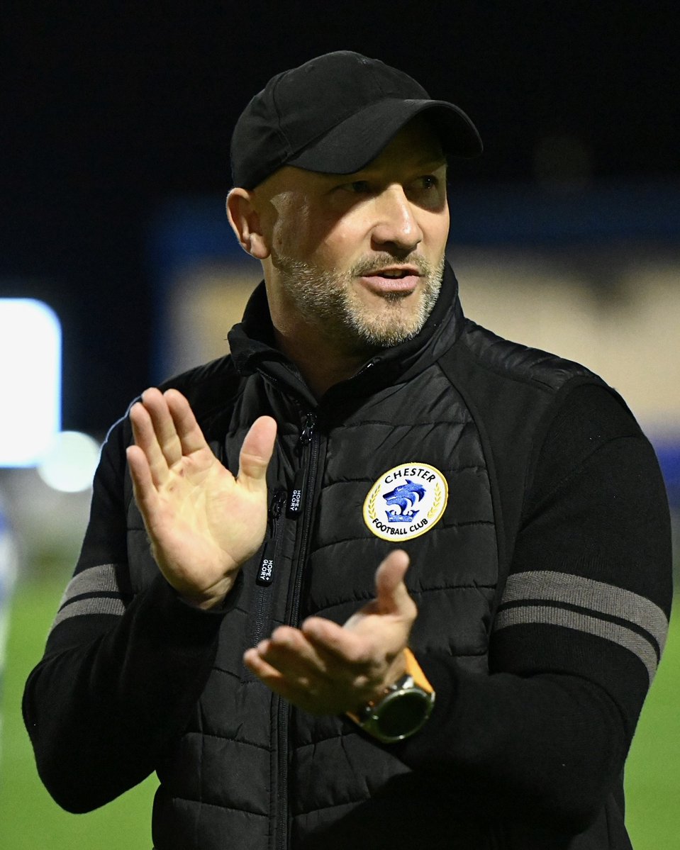 ChesterFC's tweet photo. 🗣️ The gaffer’s post-match thoughts after our 2-0 win over Hyde United!

🔗 https://t.co/E6VgWwIh34 https://t.co/ZejstjamRr