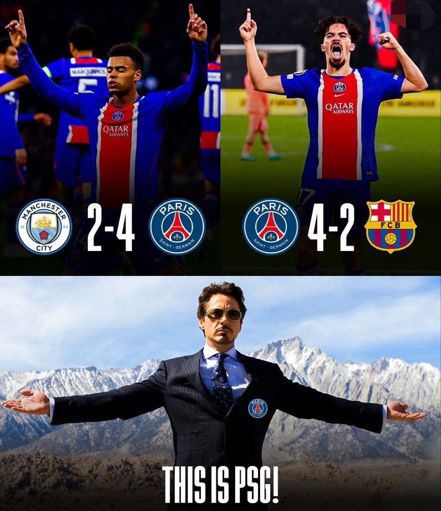 PrimePhaseX's tweet photo. Paris Saint-Germain in the last two UCL games:

✅ 4-2 win against Manchester City.
✅ 4-2 win against FC Barcleona.

What a team! 😍 https://t.co/961V5tROoG
