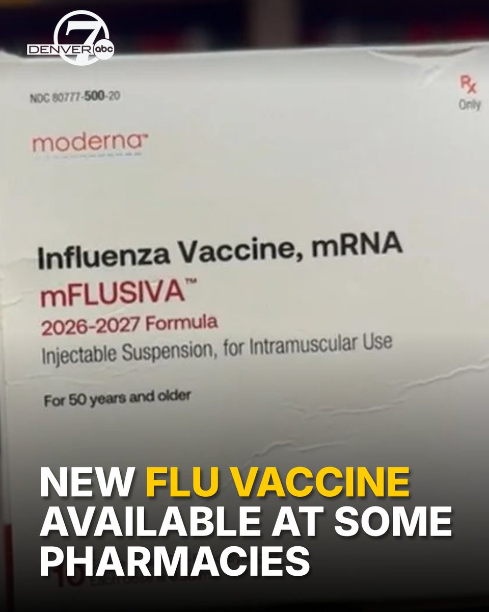 DenverChannel's tweet photo. A new flu vaccine using messenger RNA technology is available at some King Soopers pharmacies in Colorado, offering adults 50 and older another option for protection as the state sees signs of an early flu season.

Read the story in our bio. https://t.co/jRFGAh4FIQ