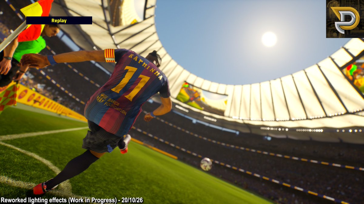 Durandil67's tweet photo. I had fun trying to create some lighting style similar to PES 2010 or 2019. There is great potential here, and I will soon begin working on detailed modifications to the player bodies. More to come about that soon! (3/3) #efootball https://t.co/DQIPktxDZO