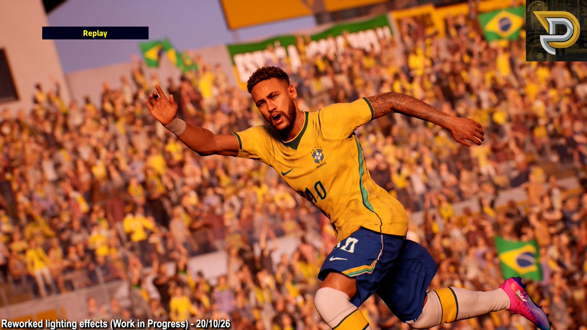 Durandil67's tweet photo. I had fun trying to create some lighting style similar to PES 2010 or 2019. There is great potential here, and I will soon begin working on detailed modifications to the player bodies. More to come about that soon! (3/3) #efootball https://t.co/DQIPktxDZO