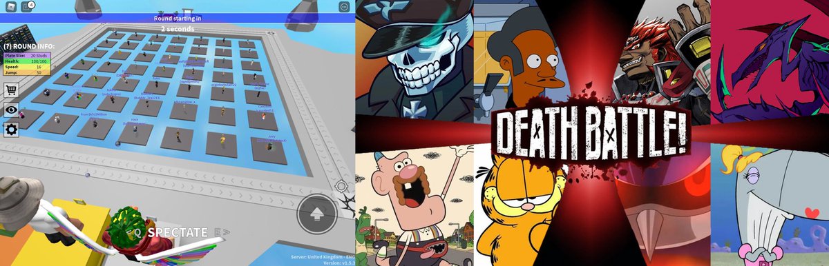 DeathBattleBot's tweet photo. DEATH BATTLE as Plates of Fate Round! Shadman AND Apu VS Ganondorf AND Ridley VS Uncle Grandpa AND Garfield VS Metallix AND Pearl https://t.co/Q06Re27RFT