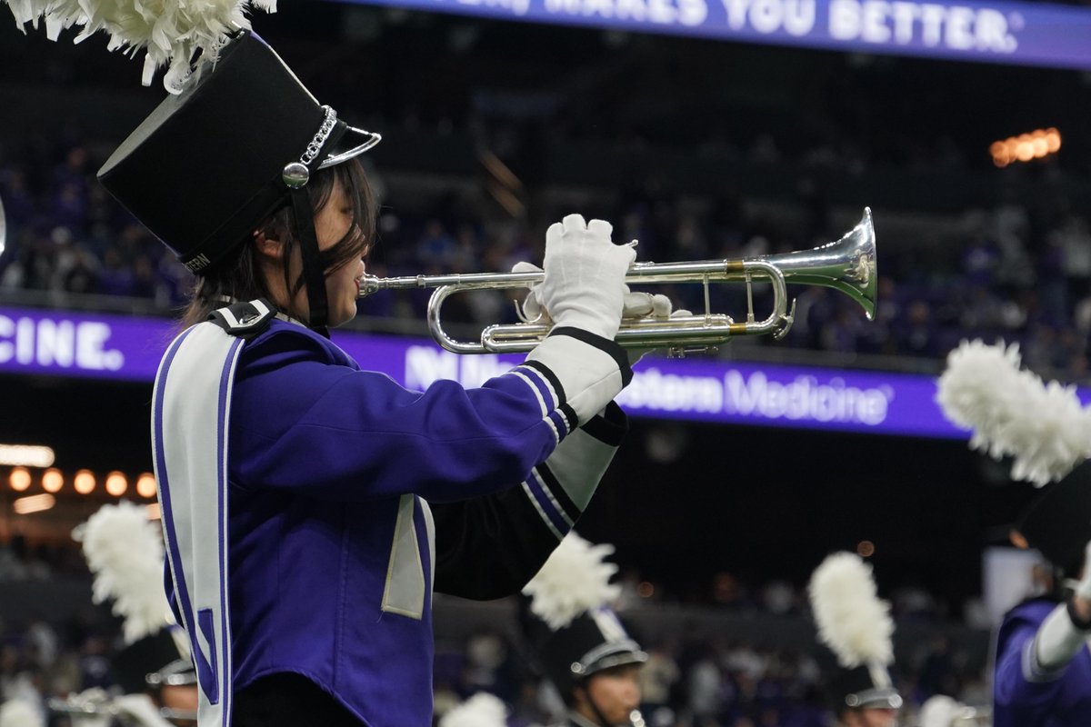NorthwesternU's tweet photo. NUMB is heading to Soldier Field 💜🏈 

Tune in this Thursday night as the Wildcat Marching Band performs at halftime during the @ChicagoBears game. #GoCats https://t.co/lFJk0GaAJQ