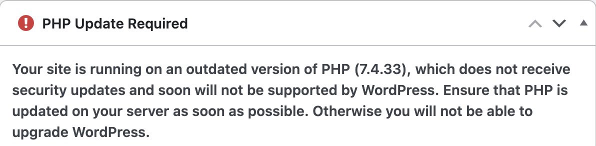 jeffr0's tweet photo. If you log into WordPress and see a message like this, you better figure out a way to update or you’re going to be screwed tomorrow https://t.co/07mQzDUckf