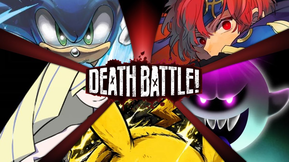DeathBattleBot's tweet photo. DEATH BATTLE! Archie Sonic AND Roy VS Lusamine VS Pikachu VS King Boo https://t.co/pdimkD1JF1