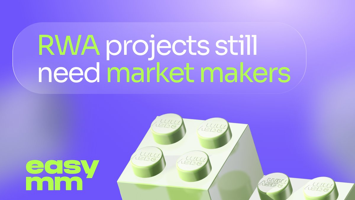 EasyMM_official's tweet photo. RWA is one of the fastest-growing sectors, but most projects still need market making.

Tokenized assets can be oracle-backed.
Most project tokens still aren’t.

When RWA teams list or need MM support, that’s where we come in. https://t.co/Hhc3lN6Nlz