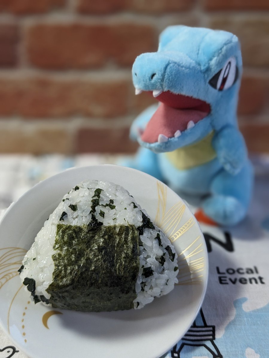 mkazuho's tweet photo. おにぎりアクション🍙
届け給食〜🍚

#OnigiriAction
#ぬい撮り　#ポケモンfit
ワニノコ https://t.co/tmWIT01oU7