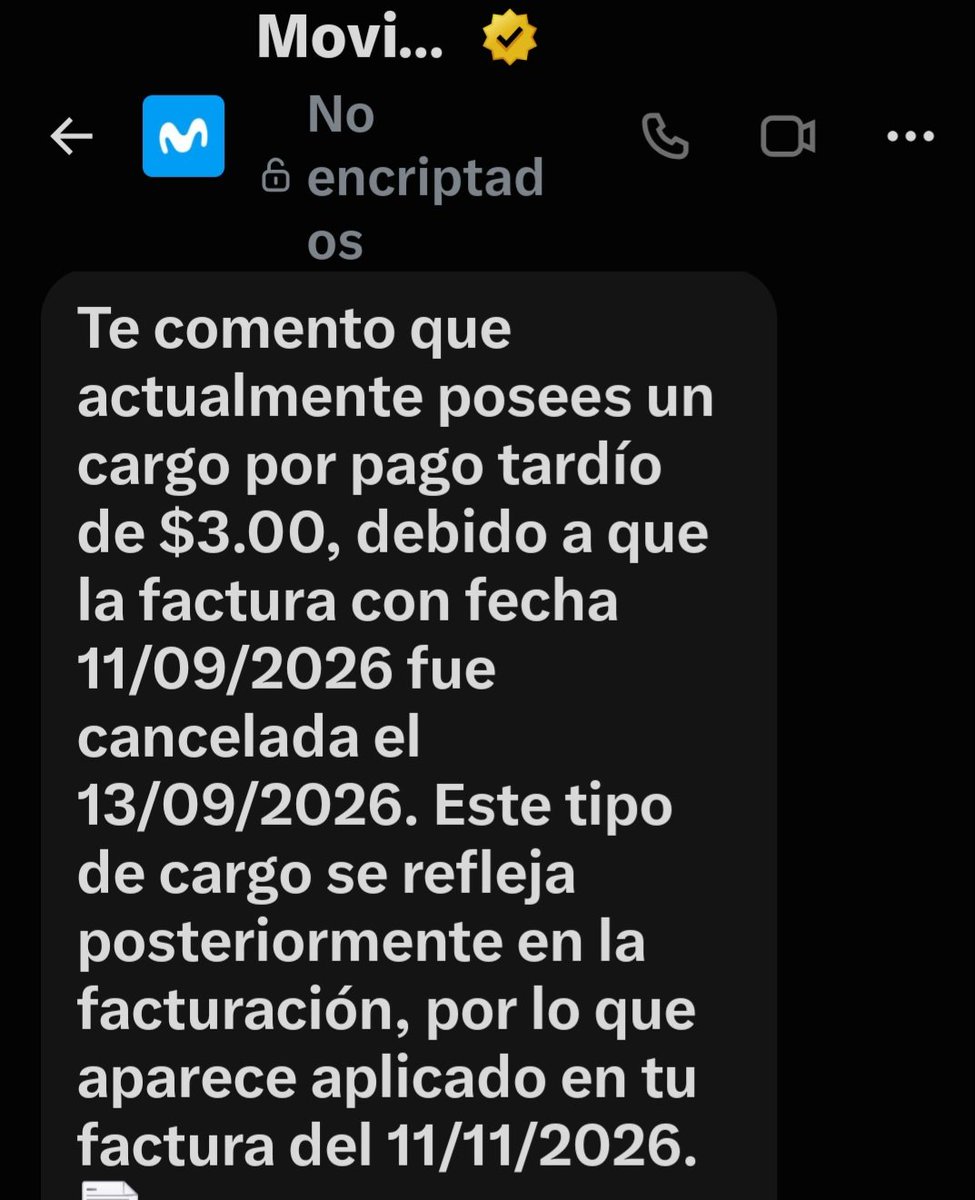 wacnerponce's tweet photo. @movistar @Defensoria_910 @SIGETSV 
Buenos estos señores de movistar para cobrar hasta recargo si a uno se le olvida pagar.
Pero no hacen nada con la señal intermintente que tiene y fallas en llamadas. https://t.co/R3tEeAE9jD