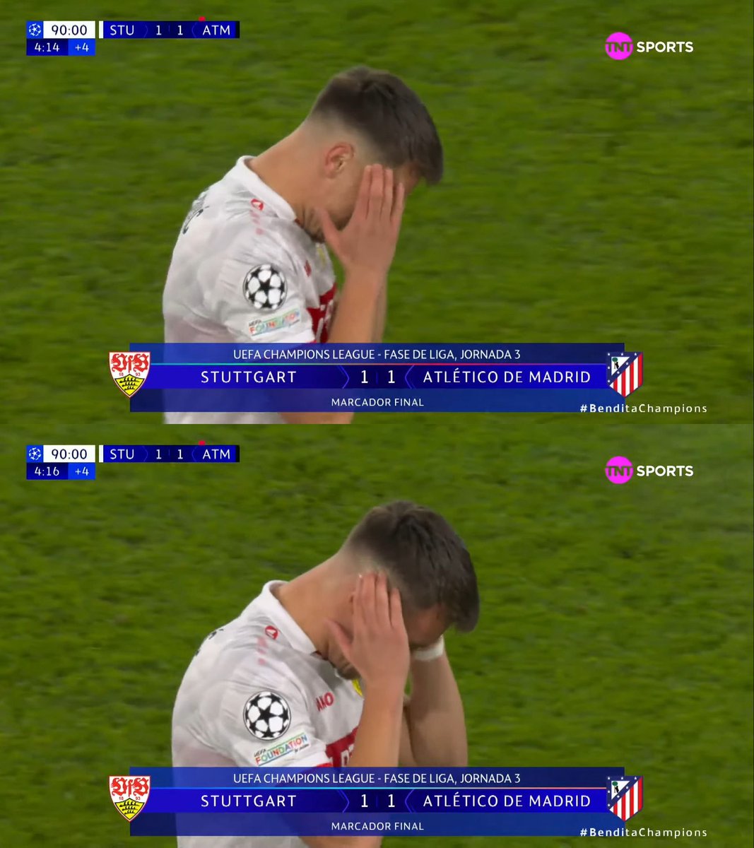 TheLokiLad's tweet photo. 🔚 FULLTIME

🇩🇪 VfB Stuttgart 1-1 Atlético Madrid 🇪🇸

▪️ Ten-man Atlético Madrid fought through a tense second half to rescue a gritty 1-1 away draw after suffering a catastrophic red card.

#UCL #VfBATM https://t.co/VAUOkOvyV7