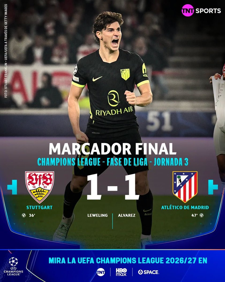 TheLokiLad's tweet photo. 🔚 FULLTIME

🇩🇪 VfB Stuttgart 1-1 Atlético Madrid 🇪🇸

▪️ Ten-man Atlético Madrid fought through a tense second half to rescue a gritty 1-1 away draw after suffering a catastrophic red card.

#UCL #VfBATM https://t.co/VAUOkOvyV7