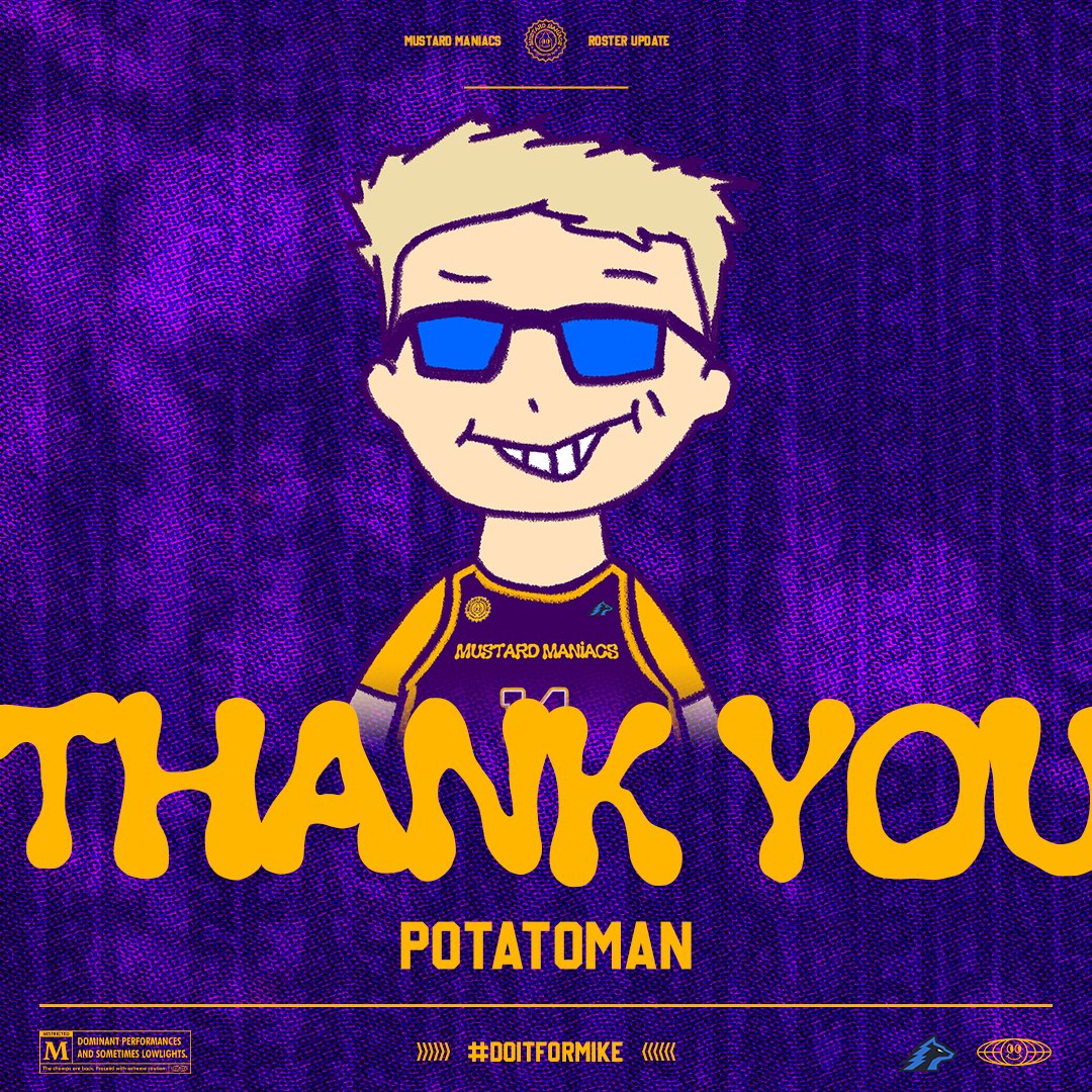 mustardmaniacs's tweet photo. We're parting ways with Potatoman (Tank) ahead of week 5 of ARC. We wish him the best of luck in future endeavors!
#DoItForMike β
#ARCS2 https://t.co/P8yP345Esb