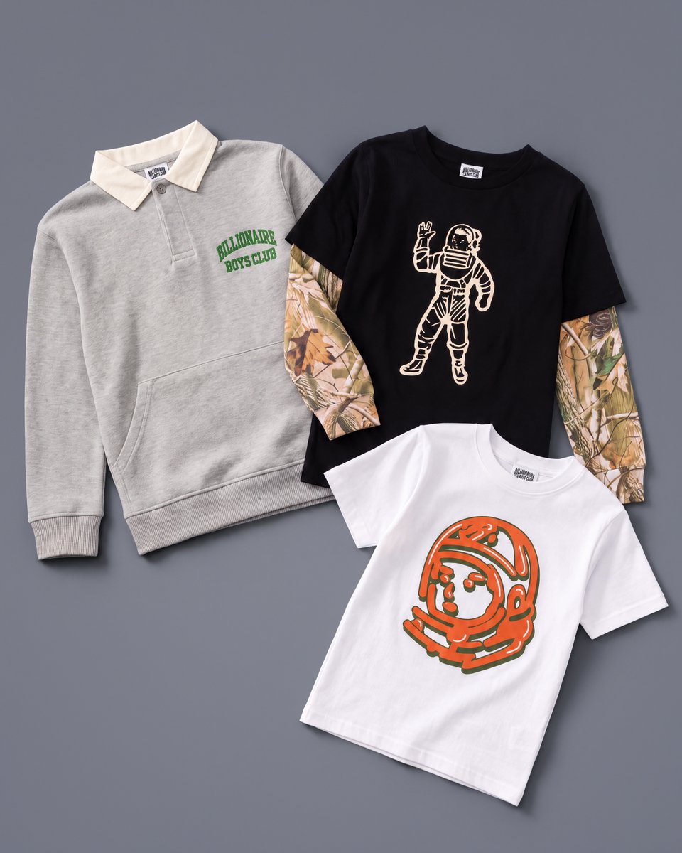 featurelv's tweet photo. Billionaire Boys Club Kids brings the brand's signature streetwear aesthetic to the next generation.⁠
⁠
Featuring bold graphics, playful designs, and everyday essentials, the latest collection offers a fresh take on classic BBC styles.⁠
⁠
Various styles now available at all retail locations + online.