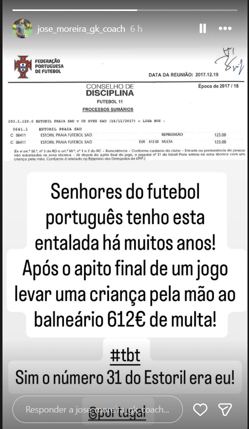 CabineSport's tweet photo. Desabafo do antigo guarda-redes José Moreira. https://t.co/FL2W3T3xUI