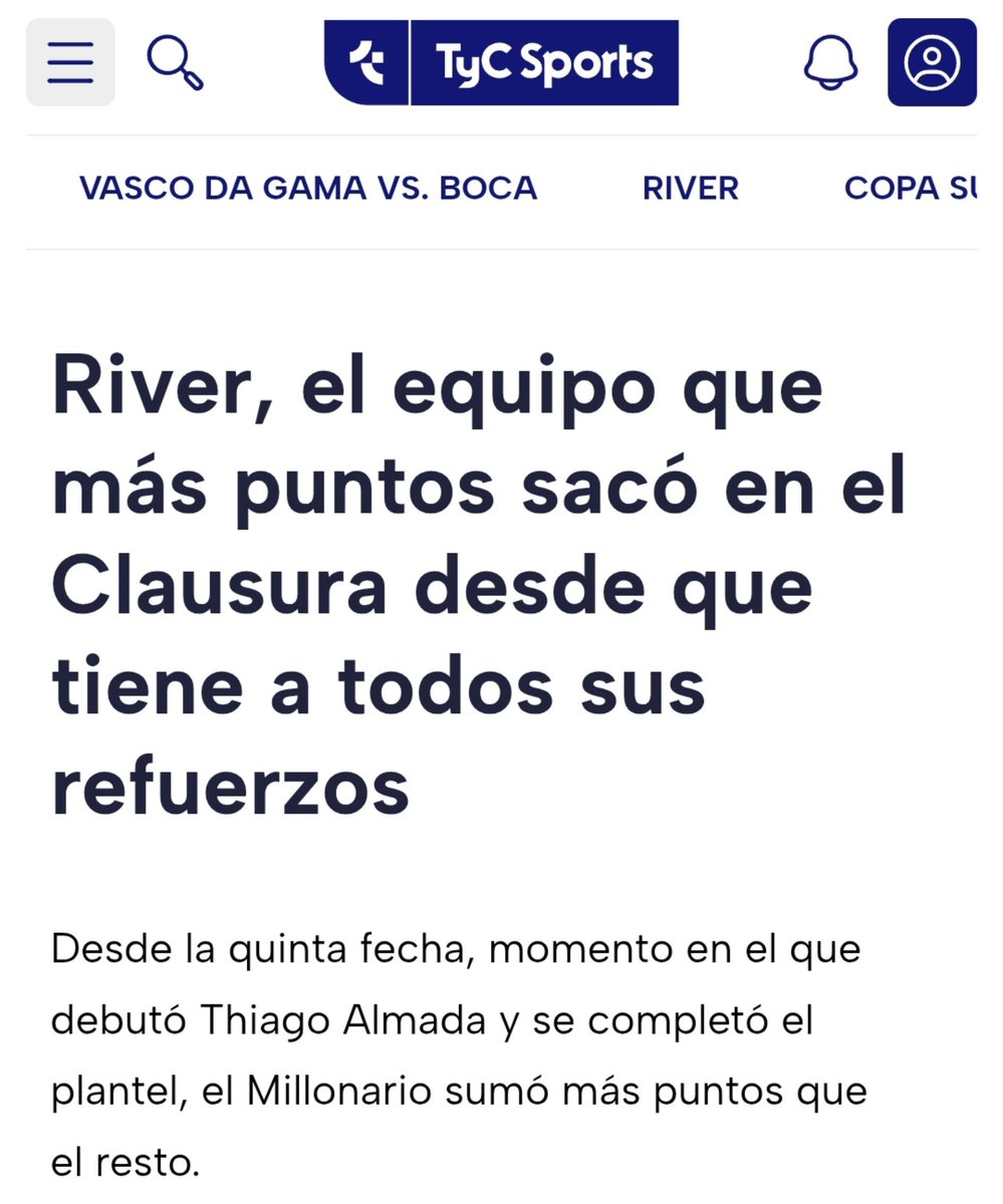 LaLupaMedios's tweet photo. Brillante la estadística de TyC Sports. Si borrás las cuatro primeras fechas donde River perdió todos los partidos, entonces es el mejor equipo. Mamadera Masterclass, la realidad está para acomodarla como te convenga. https://t.co/Ofd4tN6MXO