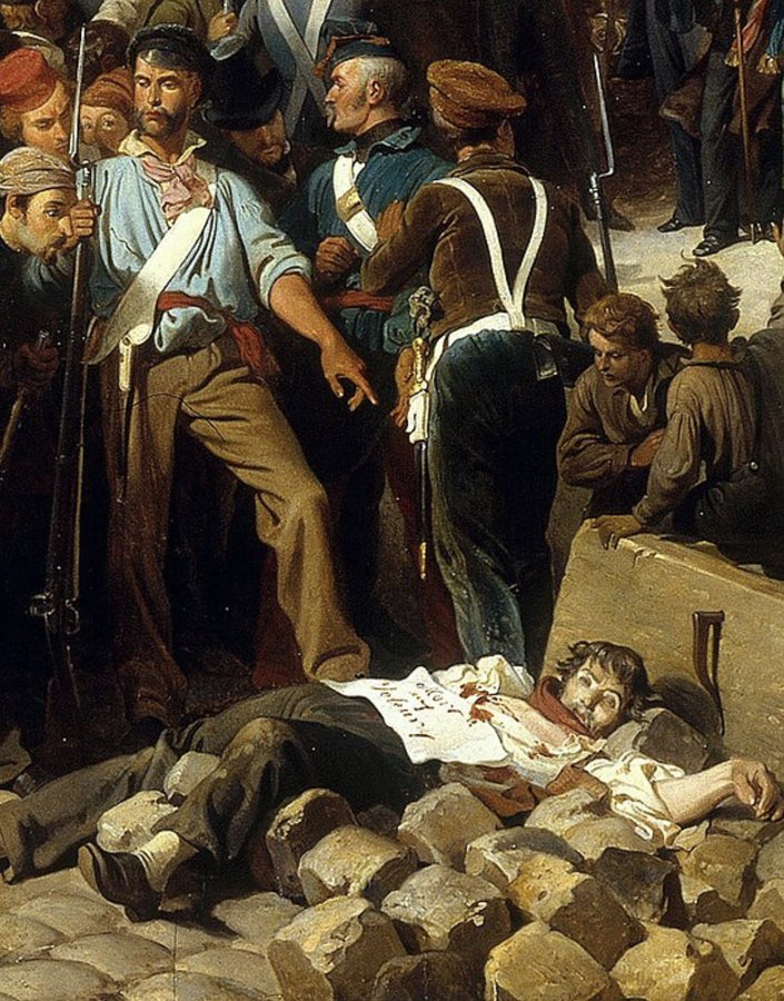 Valen10Francois's tweet photo. For those who fantasise looters as great revolutionaries

The revolutionaries of 1830, 1832 (the "Misérables") 1848 executed pillagers

The insurgents even waived flags indicating "Respect for properties; death to thieves."

Not your salon or twitter revolutionaries