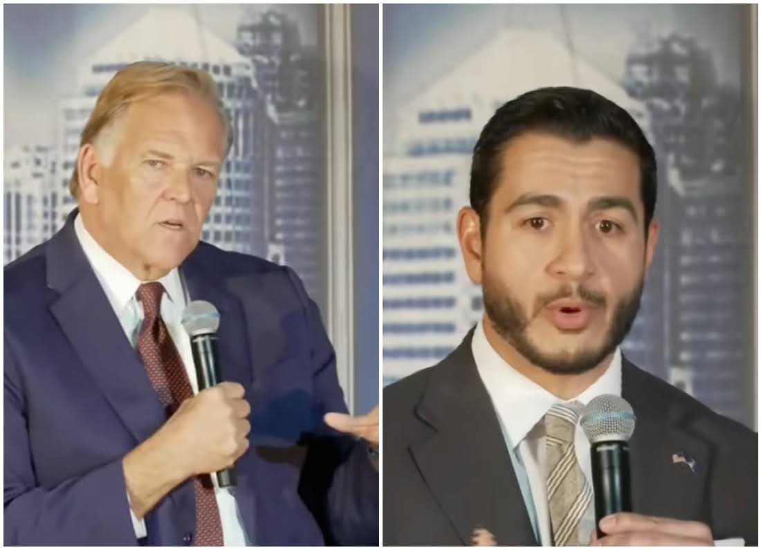 BridgeMichigan's tweet photo. Mike Rogers, Abdul El-Sayed pitch competing economic visions bit.​ly/4simUEG https://t.co/EiD4RFLy0O