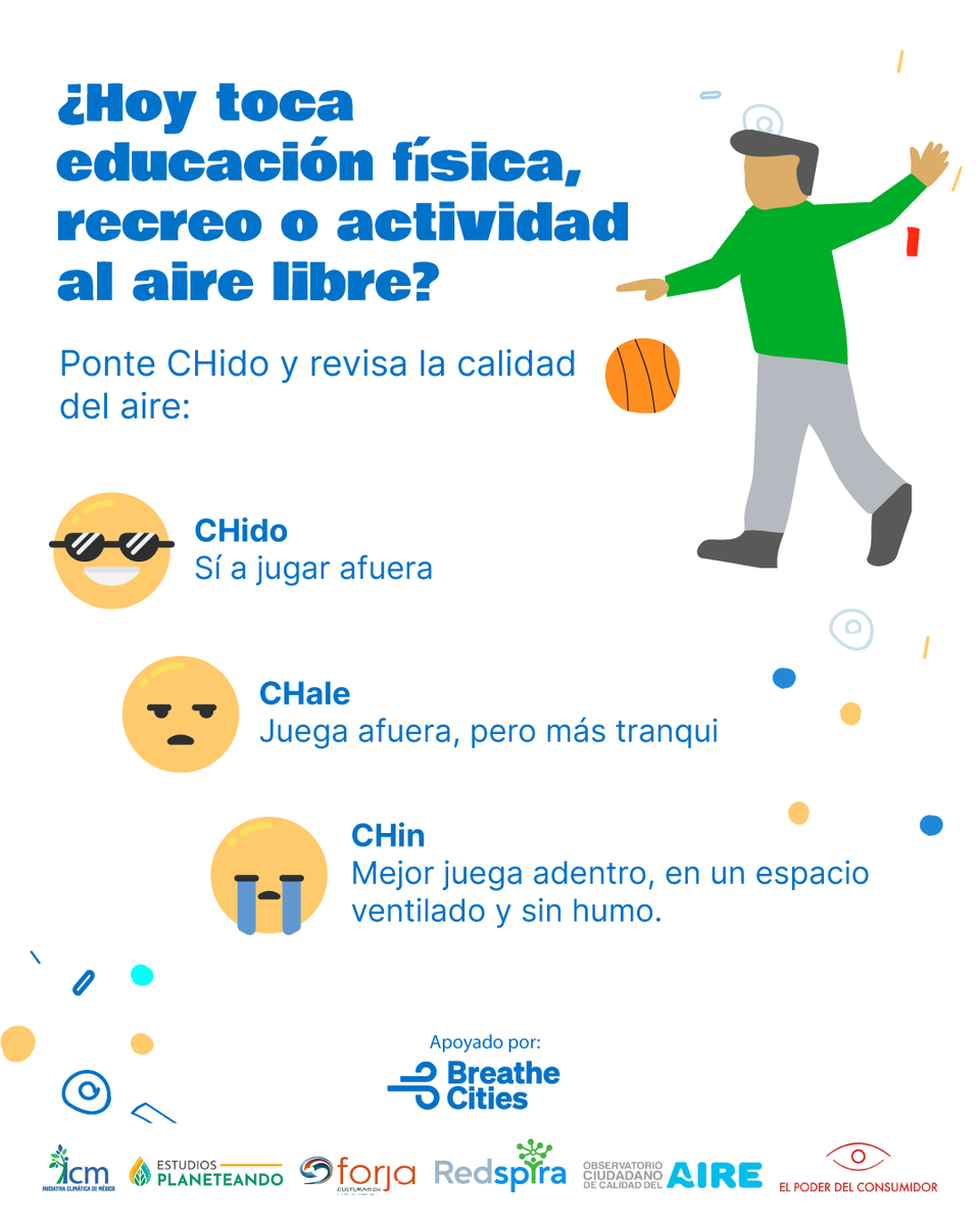 elpoderdelc's tweet photo. Haz del CHecar la calidad del aire parte de la rutina 🔍

Niñas y niños requieren mayores cuidados ante la contaminación del aire, consultarla nos ayuda a cuidar su salud y adaptar sus actividades cuando sea necesario. 🏐

#AireChilango es una campaña apoyada por Breathe Cities, una iniciativa global que apoya ciudades para limpiar el aire y proteger la salud pública.
#ChecaTuAire #AireLimpio