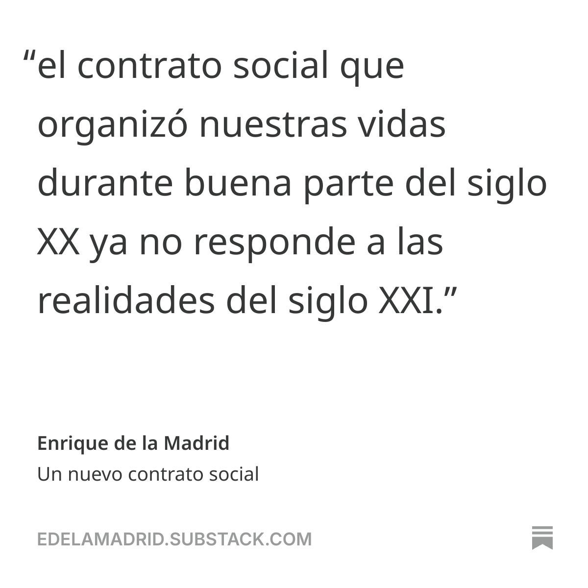 edelamadrid's tweet photo. ¿Qué nos debemos unos a otros como sociedad? En What We Owe Each Other, Minouche Shafik nos invita a repensar el contrato social frente a un mundo que ha cambiado más rápido que nuestras instituciones. Educación, trabajo, seguridad social e igualdad de oportunidades: ¿cómo construir una sociedad donde cada persona pueda desarrollar su potencial y enfrentar los riesgos de la vida?

Comparto algunas reflexiones sobre este libro que recomiendo ampliamente y que nos plantea una pregunta fundamental: ¿qué tipo de sociedad queremos construir y qué estamos dispuestos a aportar para hacerla posible?

Los invito a leer la reflexión completa en mi Substack!!! Gracias por leer, comentar y suscribirse!

🔗: https://t.co/cYinCMVukS