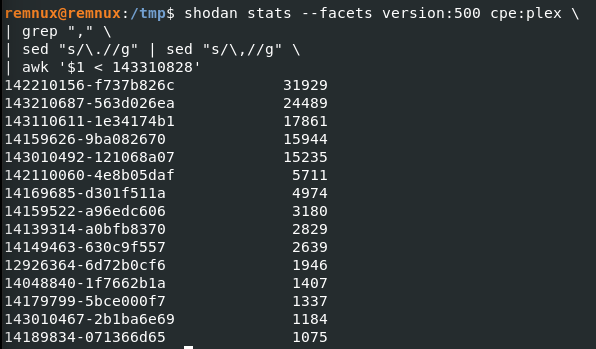 0xDroogy's tweet photo. Seeing around 130k vulnerable Plex servers still out there on Shodan (probably quite a few honeypots); if fellow corpo rat then run these IPs against your IdP/VPN logs and find employees with exposure
#plex2shell #plex https://t.co/D4Iv5TqZlt
