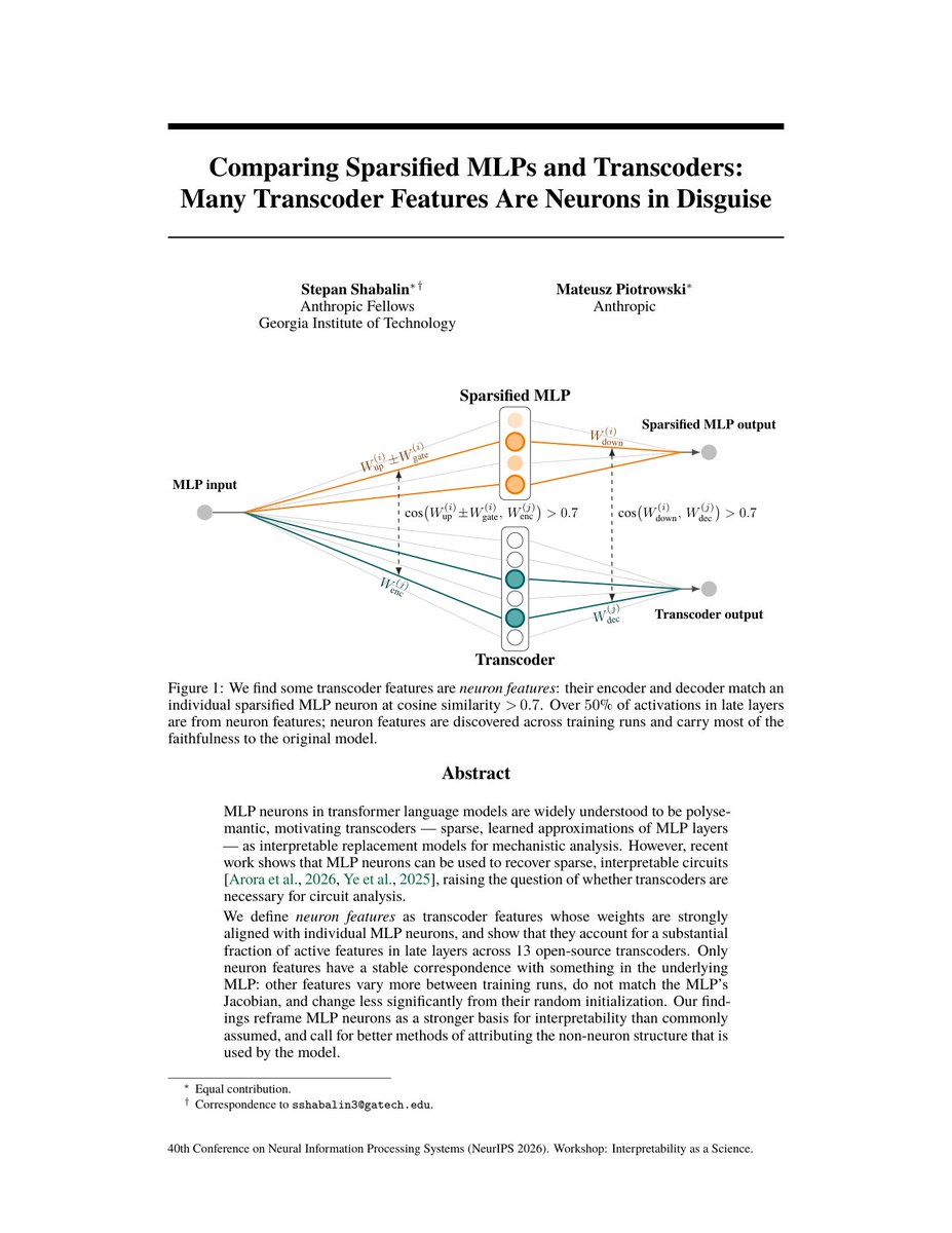 neverrixx's tweet photo. There has been much discussion recently about how interpretable neurons in LLMs are. Today we're announcing our paper from January's cohort of Anthropic Fellows, where we show neurons may be a stronger basis for interpretability than commonly assumed. 🧵 (1/6) https://t.co/qE7iyyhY2f