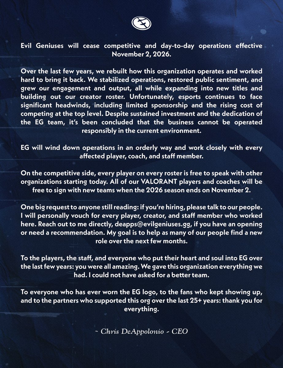 EvilGeniuses's tweet photo. https://t.co/cInzqC4zvx
