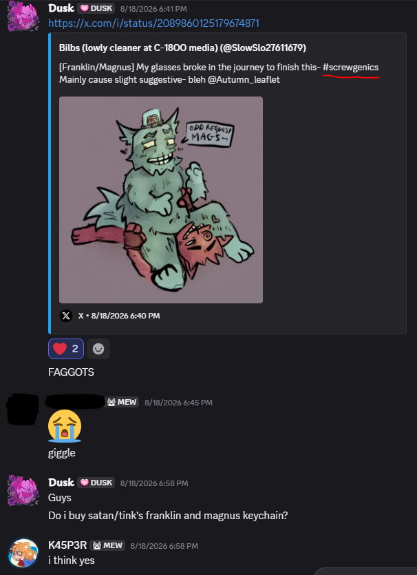 K45P3RRR's tweet photo. wanted to add onto this as someone who was in the groupchat where some of the screenshots are from. said groupchat was filled with minors 15 and up. also had followers of similar age.
this is all i could find currently. 
#mewgenics #mewgenicstwt https://t.co/jQ9ye9mmkr