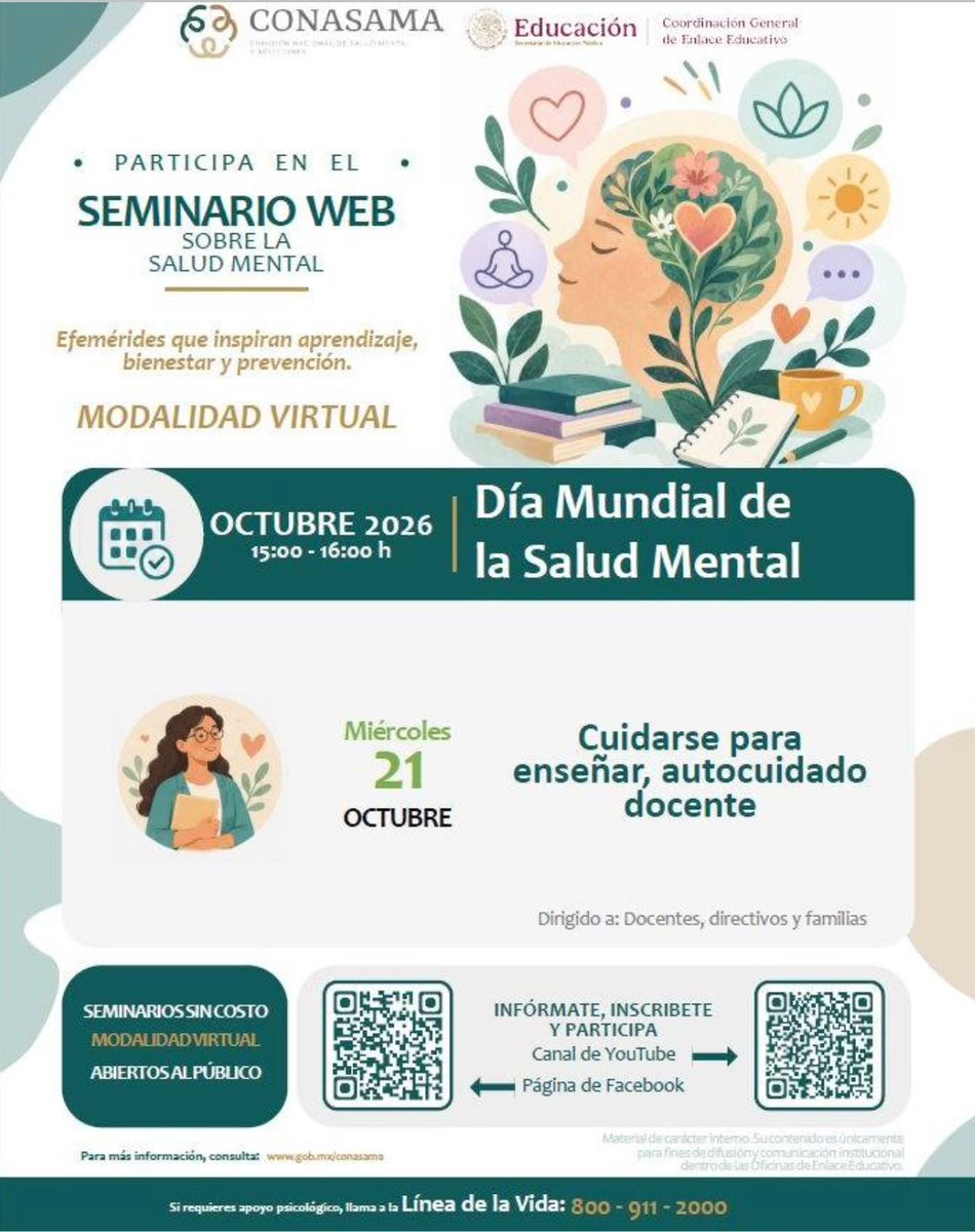 UDEMEX's tweet photo. 🧠💚 ¡Cuidar de quienes enseñan también es transformar la educación!
Participa en el seminario web “Cuidarse para enseñar, autocuidado docente” y fortalece tu bienestar emocional. 🍃
📅 21 de octubre
💻 Modalidad virtual
¡Tu bienestar también importa! 📚✨
#SaludMental https://t.co/fGvtsQzYLF
