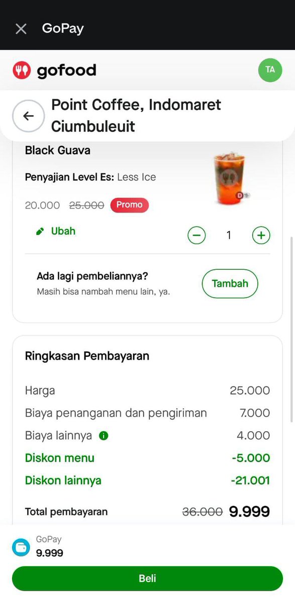 AkkuSndri635's tweet photo. Biar gak ngantuk pas aktivitas, mendingan manfaatin Point Coffee 5RB DiGoPay pas pesen di gofood aplikasi gopay gess 🙌✨ https://t.co/RPpToFbgvv