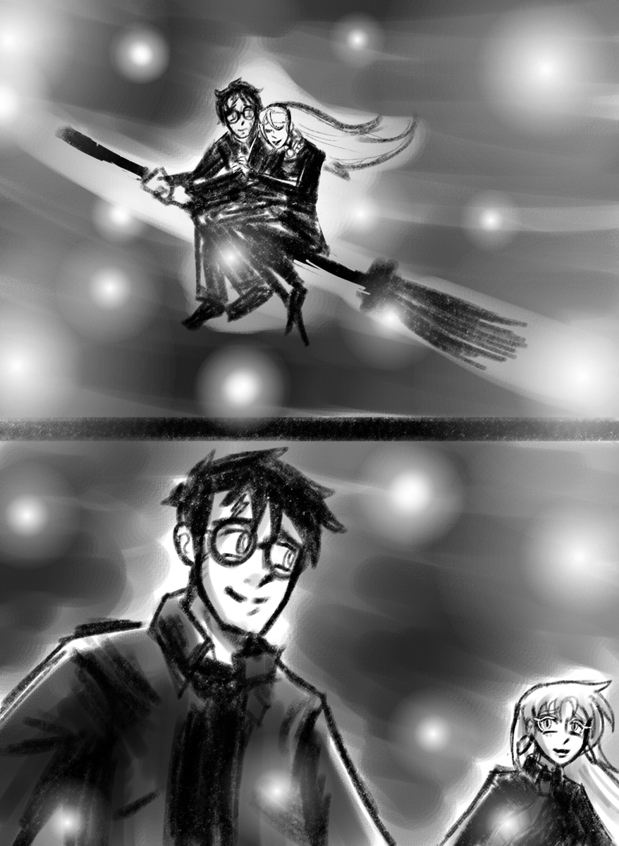 NON21848128's tweet photo. It had been quite some time since Harry had ridden a broomstick, but the nightly breeze made him nostalgic for the sensation of the light wind blowing on his face. Dracona rode quietly behind him, tightly holding his arm. The couple reminisced as the stars danced around them. https://t.co/B6iC8Qp8m3