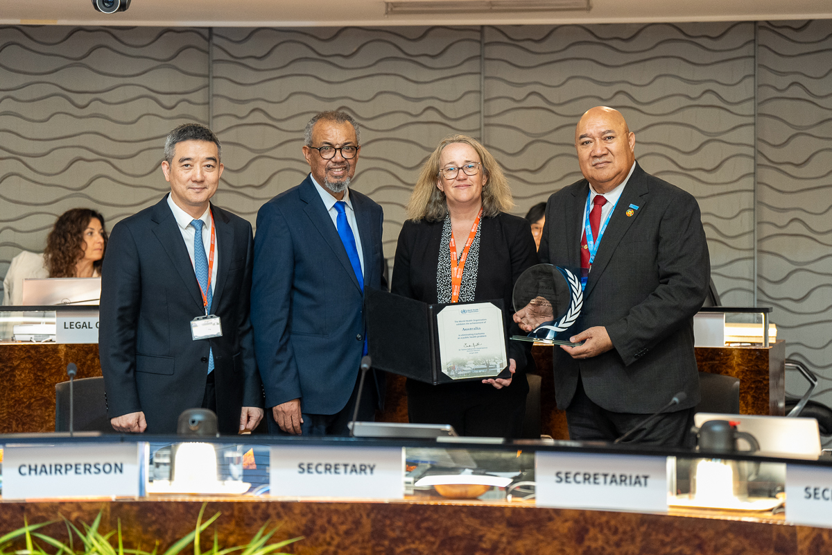 RD_WPRO's tweet photo. At the ongoing WHO Western Pacific Regional Committee in Manila, we've taken the opportunity to once again congratulate Australia.

They have been certified for eliminating trachoma as a public health problem.

This landmark achievement reflects the harmony of many moving parts. 

Sustained @ausgov political will.

Strong partnerships.

The leadership of Aboriginal and Torres Strait Islander communities.

And, of course, the tireless work of public health teams and health workers.

It is a powerful reminder that lasting public health progress requires both commitment and communities. #Trachoma #RC77