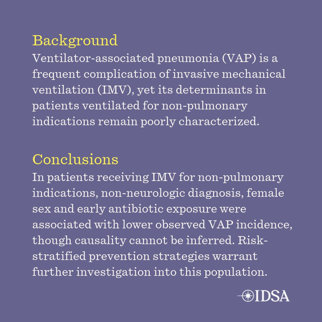 OFIDJournal's tweet photo. Risk Factors for Ventilator-Associated Pneumonia in Patients Ventilated for Non-pulmonary Conditions: A Prospective Multicenter Cohort Study (PULMIVAP)

✅ Just Accepted
🔗 https://t.co/vDU6AvS1PO https://t.co/6hZRAV3aJn